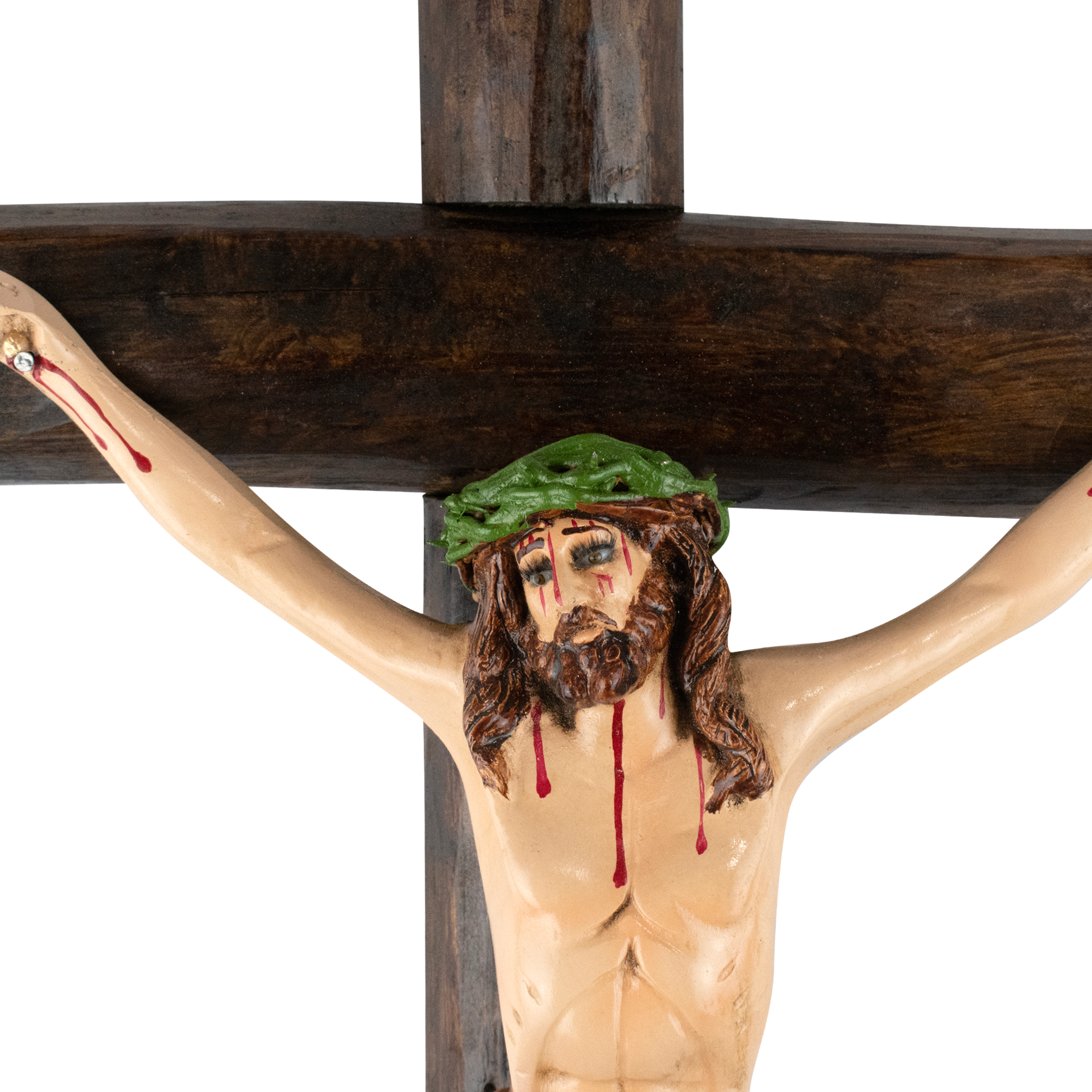 Mrcjsales: Jesus Christ Red | Wooden Trunk Gift | Tree Trunk & Resin | Mexican Design | Faith Symbol | Warning: Thorn Crown | Handmade Alterations