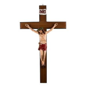 Mrcjsales: Jesus Christ Red Crucifix | Economic Material | Resin Art | Various Sizes | Faith Symbol | Warning: Thorn Crown | Christmas Gift