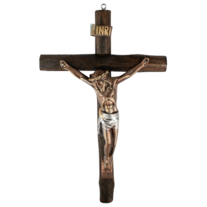 Mrcjsales: Jesus Christ Silver-Bronze | Wooden Trunk | Tree Trunk & Resin | Mexican Design | Faith Symbol | Warning: Thorn Crown | Handmade Alterations