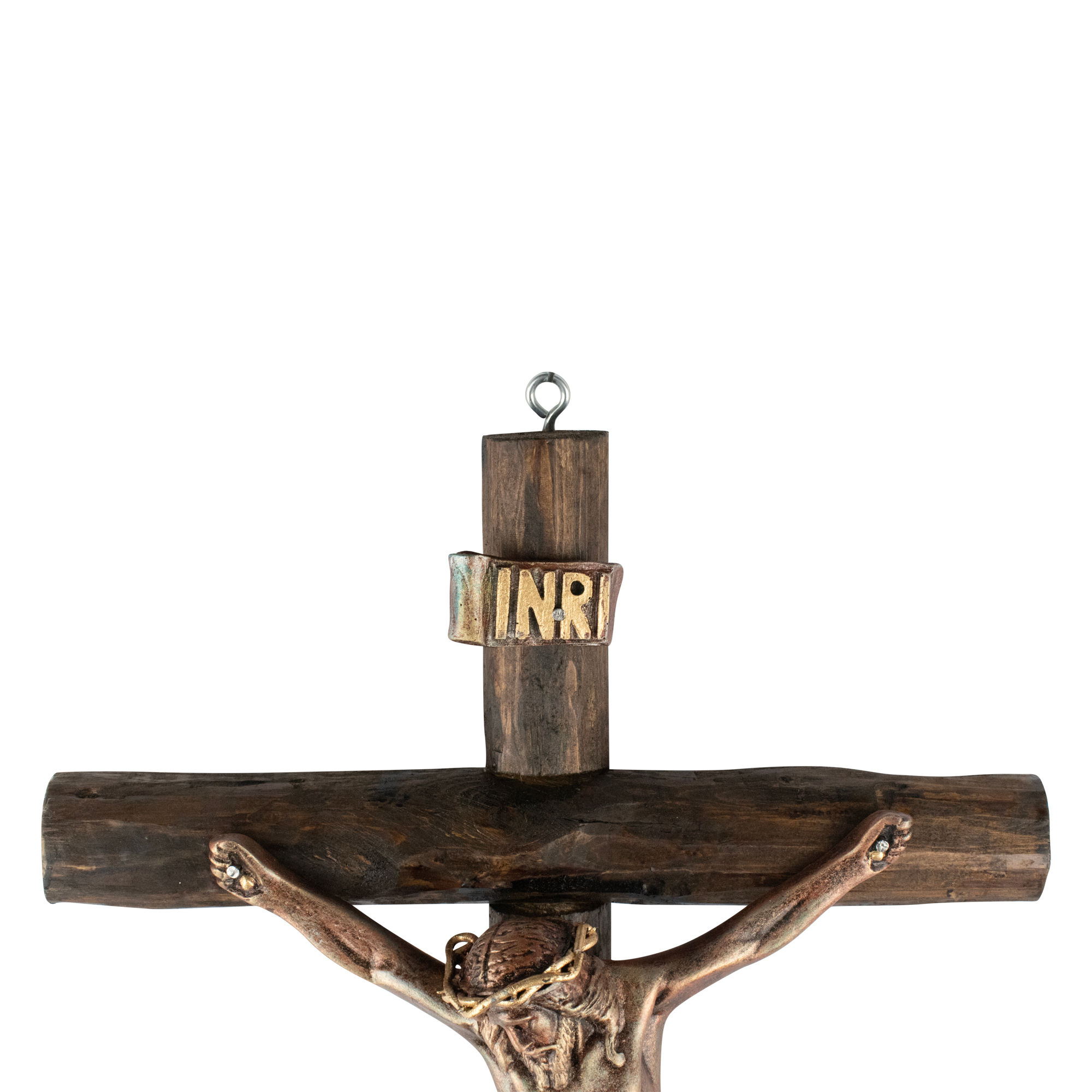 Mrcjsales: Jesus Christ Silver-Bronze | Wooden Trunk | Tree Trunk & Resin | Mexican Design | Faith Symbol | Warning: Thorn Crown | Handmade Alterations