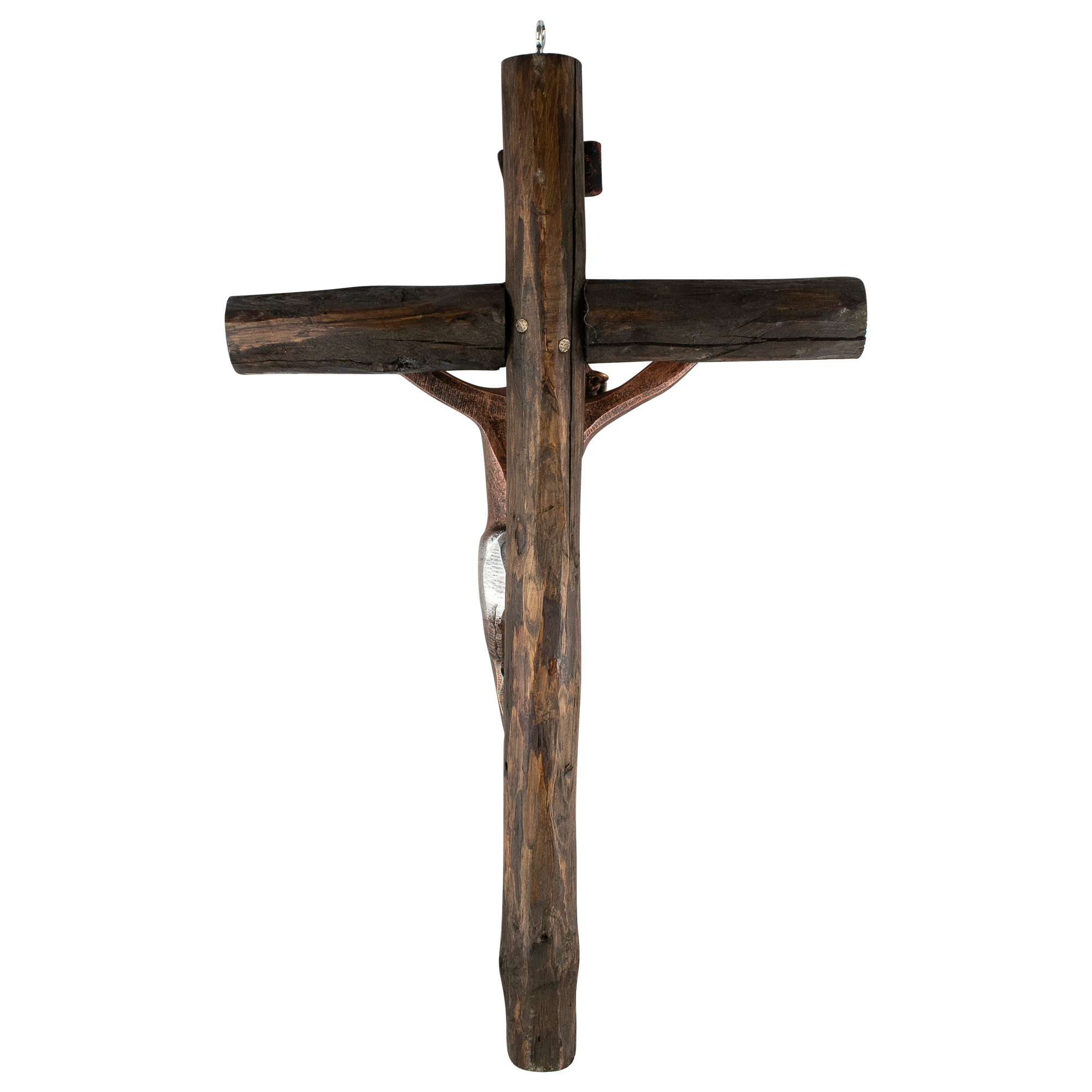 Mrcjsales: Jesus Christ Silver-Bronze | Wooden Trunk | Tree Trunk & Resin | Mexican Design | Faith Symbol | Warning: Thorn Crown | Handmade Alterations