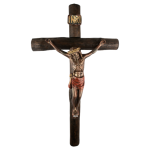 Mrcjsales: Jesus Christ Red-Bronze | Wooden Trunk | Tree Trunk & Resin | Mexican Design | Faith Symbol | Warning: Thorn Crown | Handmade Alterations