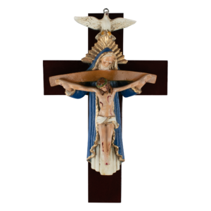 Mrcjsales: Holy Trinity Blue Crucifix | Santísima Trinidad Cruz | Polyester & Resin | Made in Mexico | Ideal Christian Gift!
