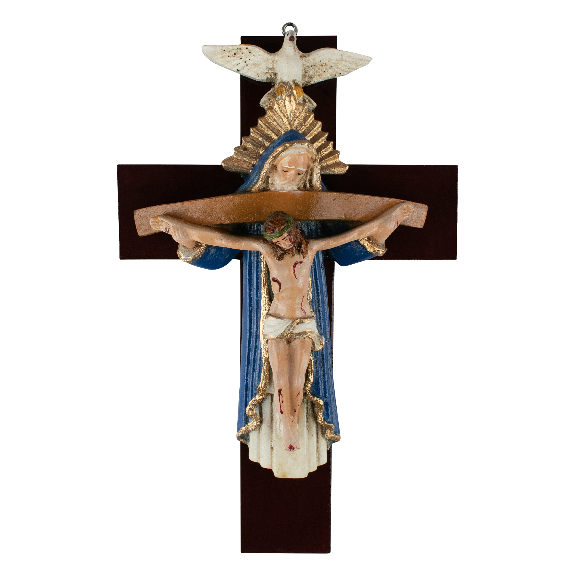 Mrcjsales: Holy Trinity Blue Crucifix | Santísima Trinidad Cruz | Polyester & Resin | Made in Mexico | Ideal Christian Gift!