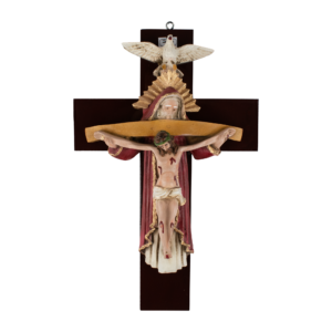 Mrcjsales: Holy Trinity Red Crucifix | Santísima Trinidad| Polyester & Resin | Multiple Sizes | Made in Mexico | Perfect Christian Gift!