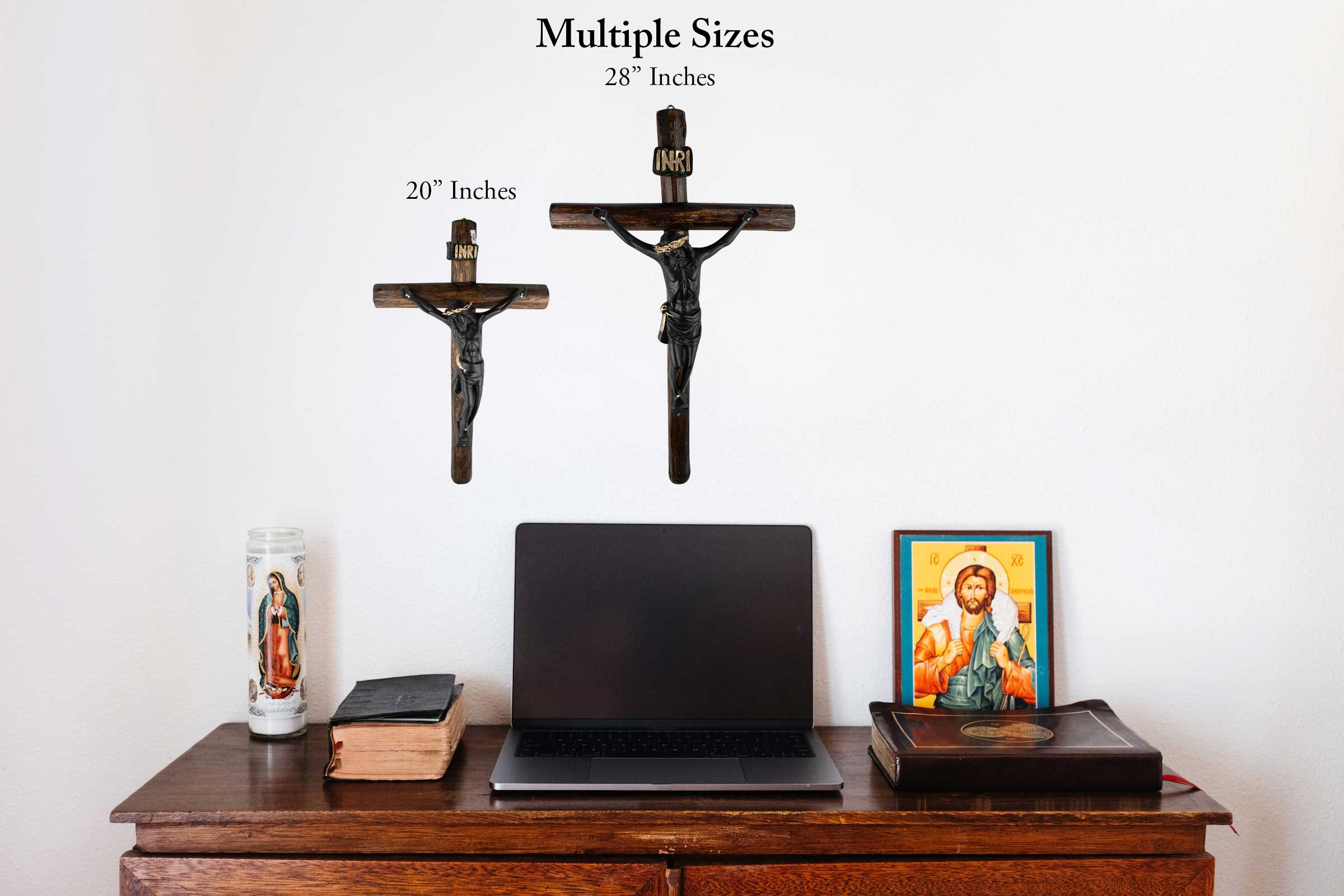 Mrcjsales: Jesus Christ Black | Wooden Trunk | Tree Trunk & Resin | Mexican Design | Faith Symbol | Warning: Thorn Crown | Handmade Alterations