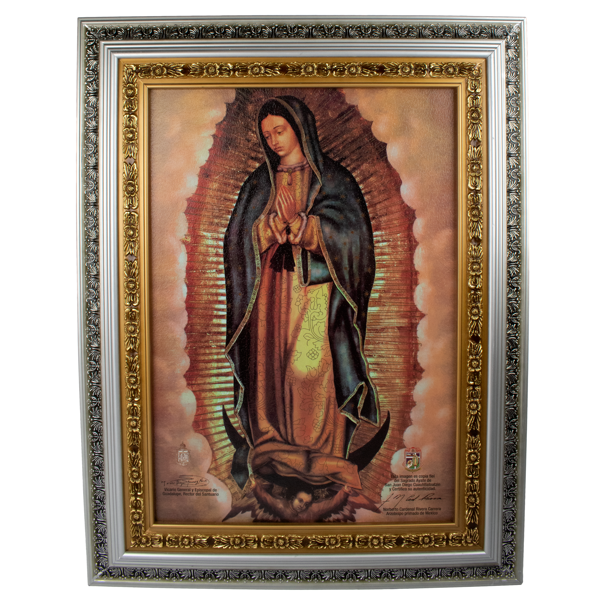 Mrcjsales: Our Lady of Guadalupe Silver Frame | Mexican Art | Handcrafted Oil Painting | Religious Decor | Elegant Symbol of Faith