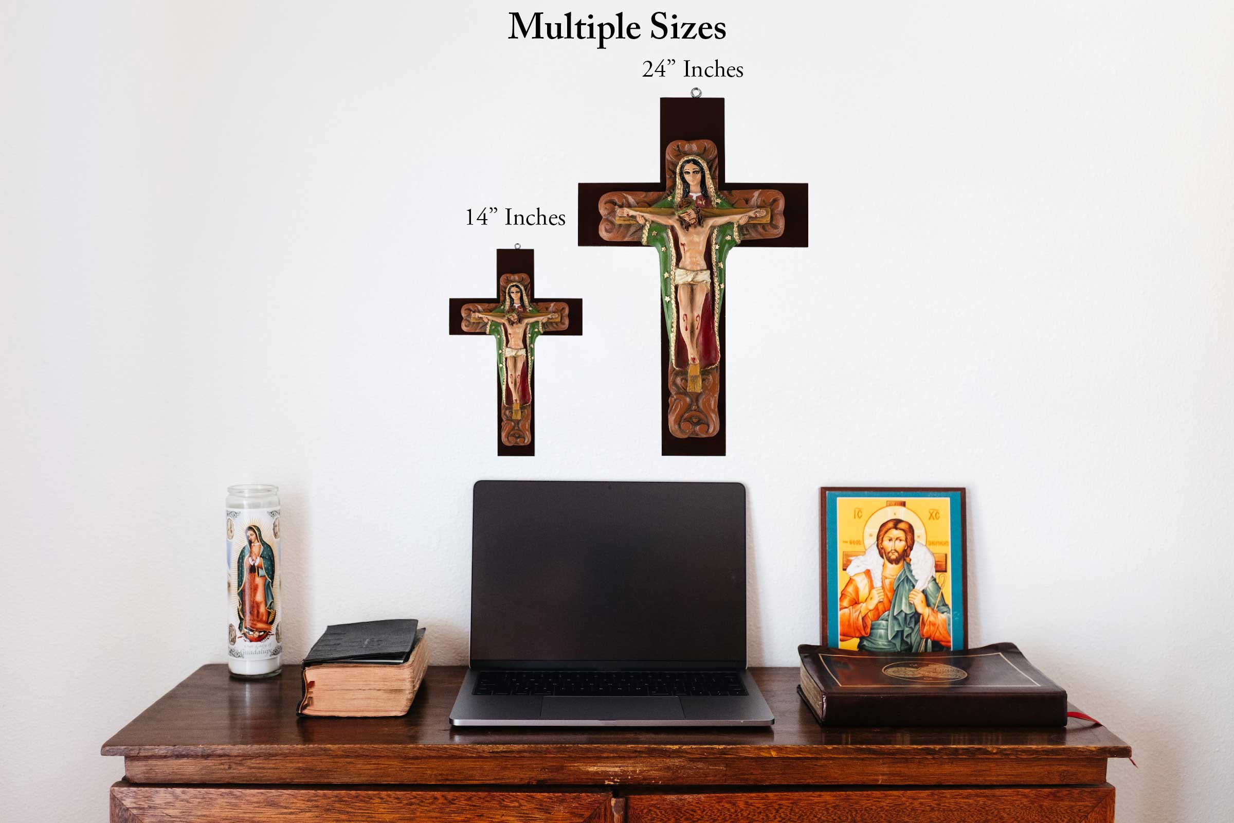 Mrcjsales: Lady of Guadalupe W | Jesus Christ Crucifix | Polyester Resin Art | Made in Mexico | Sizes for Every Occasion