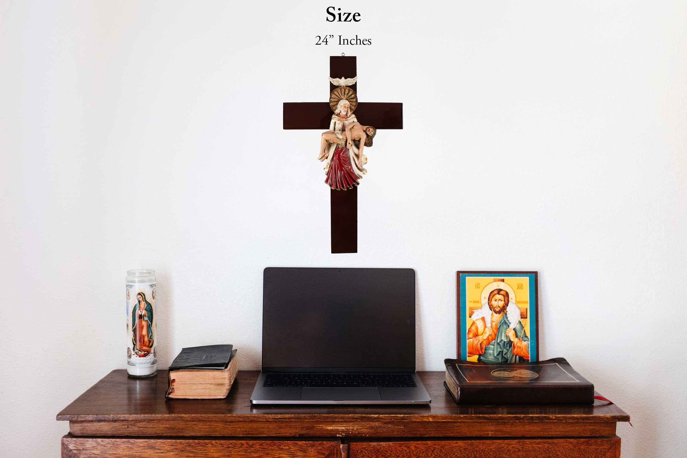 Mrcjsales: Holy Trinity Crucifix | Santísima Trinidad Cruz | Religious Gift | Polyester Resin Art | Made in Mexico | Sizes for Every Occasion