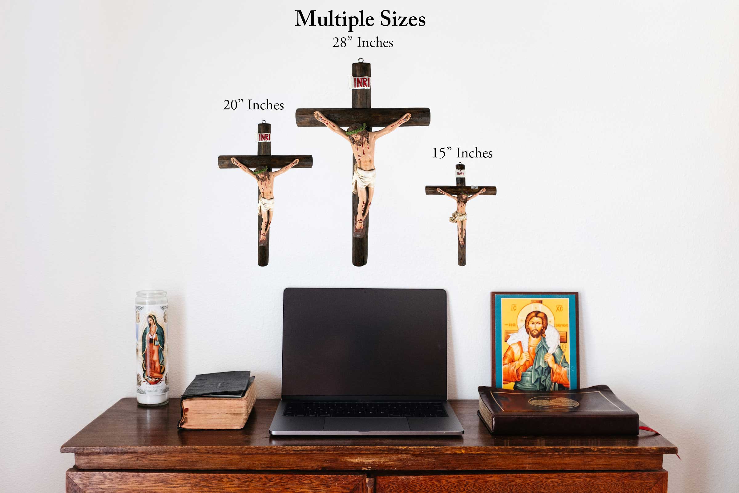 Mrcjsales: Jesus Christ White | Wooden Trunk | Tree Trunk & Resin | Mexican Design | Faith Symbol | Warning: Thorn Crown | Handmade Alterations