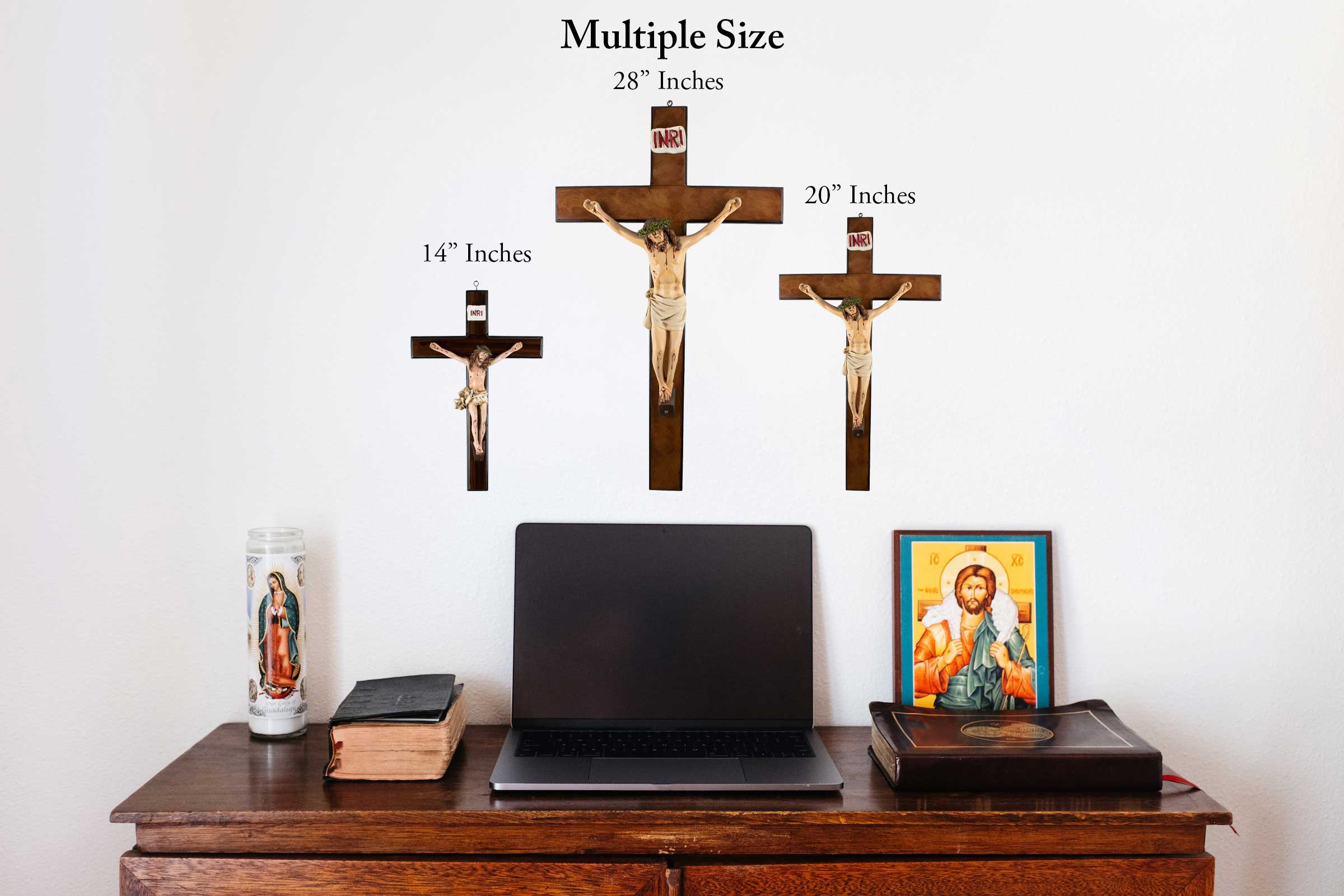 Mrcjsales: Jesus Christ White Crucifix | Economic & Resin | Various Sizes | Faith Symbol | Warning: Thorn Crown | Christmas Gift of Hope