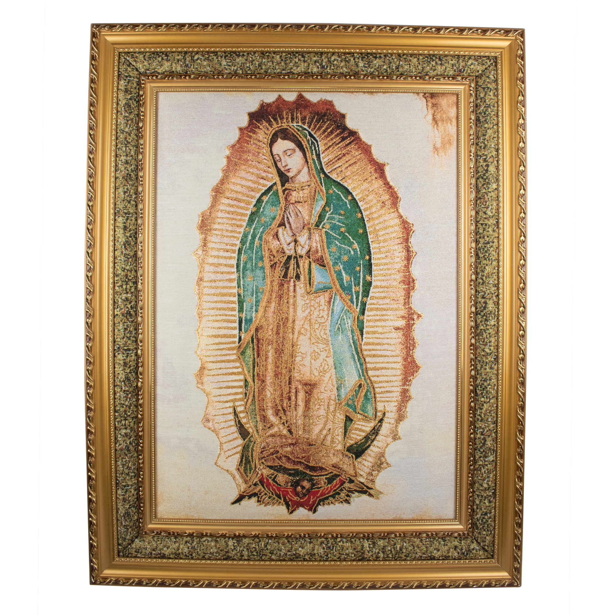 Mrcjsales: Our Lady of Guadalupe | Cloth Frame | Elegant Double Frame | Religious Home Decor | Gift for Loved Ones | Spanish Name: Virgen de Guadalupe