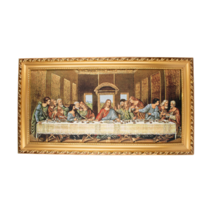 Mrcjsales: Last Supper Cloth Frame | Religious Icon on Woven Cloth | Elegant Double Frame | Perfect Gift for Religious Occasions | Ready to Hang