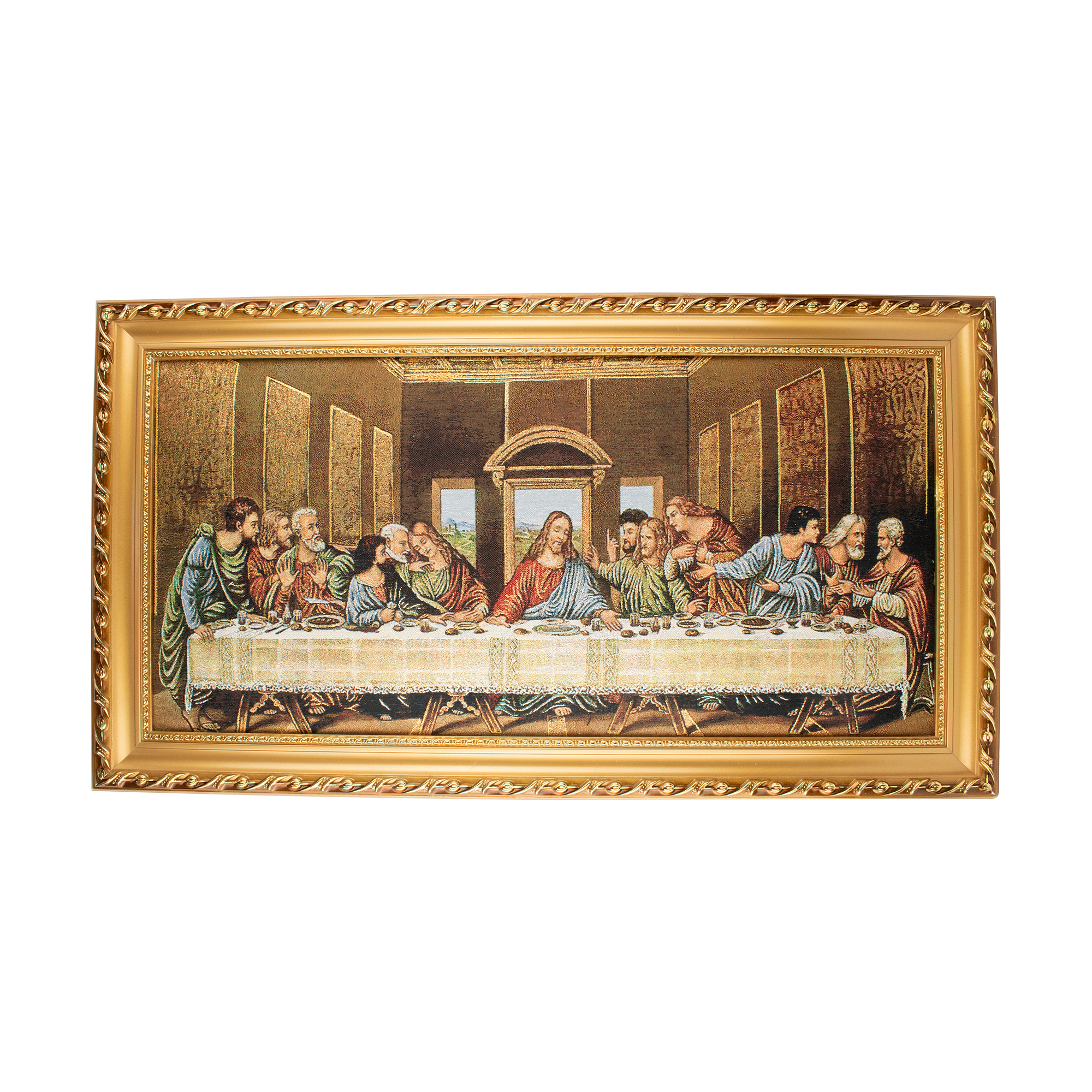 Mrcjsales: Last Supper Cloth Frame | Religious Icon on Woven Cloth | Elegant Double Frame | Perfect Gift for Religious Occasions | Ready to Hang