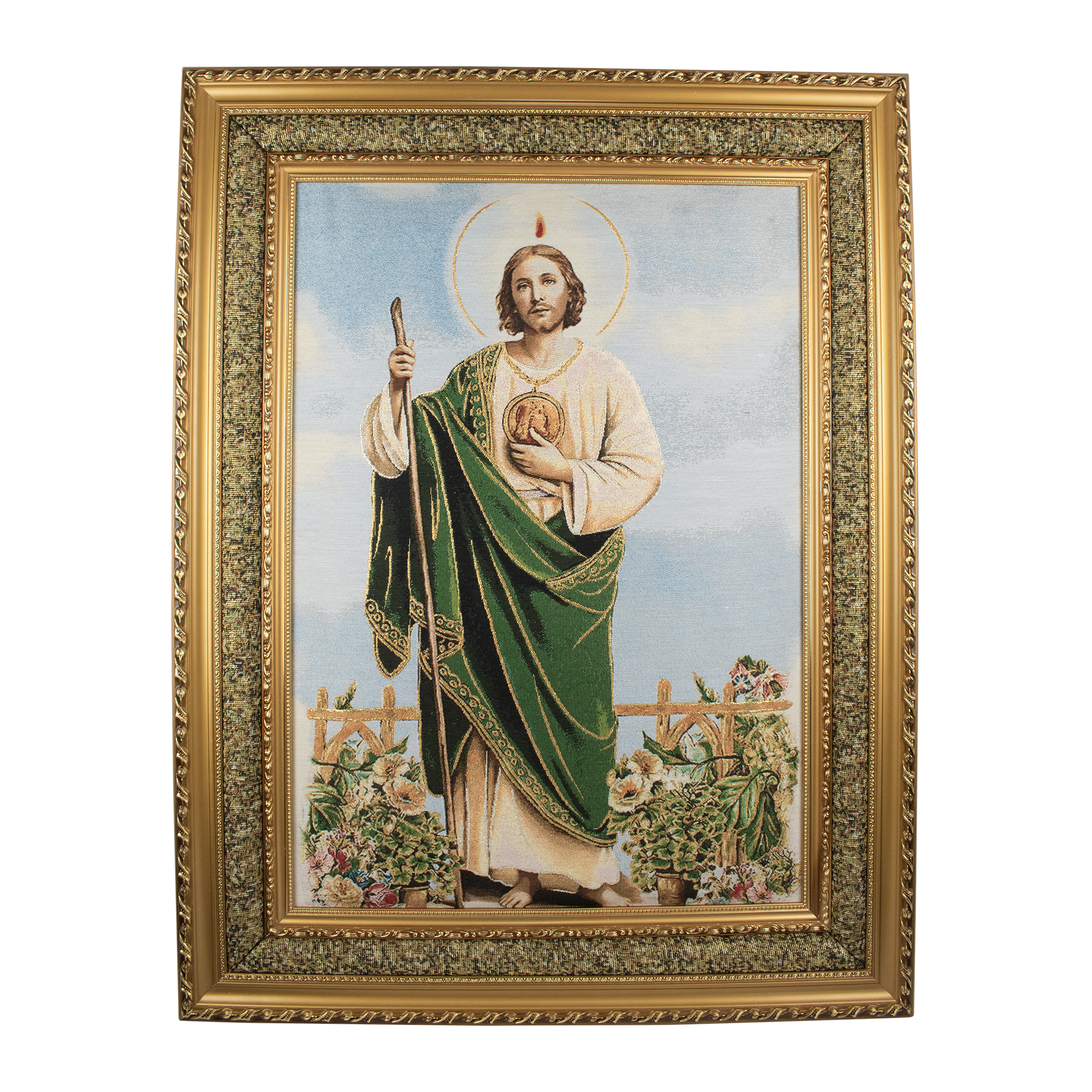 Mrcjsales: St. Judas | Cloth Frame | Elegant Double Frame | Religious Home Decor | Gift for Loved Ones | Spanish Name: San Judas