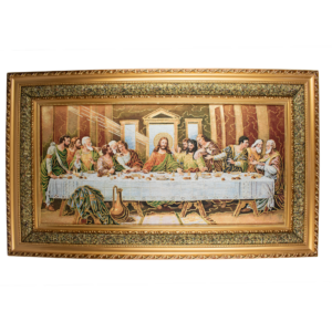Mrcjsales: Last Supper Cloth Frame | Religious Icon on Woven Cloth | Elegant Double Frame | Perfect Gift for Special Occasions | Ready to Hang Art