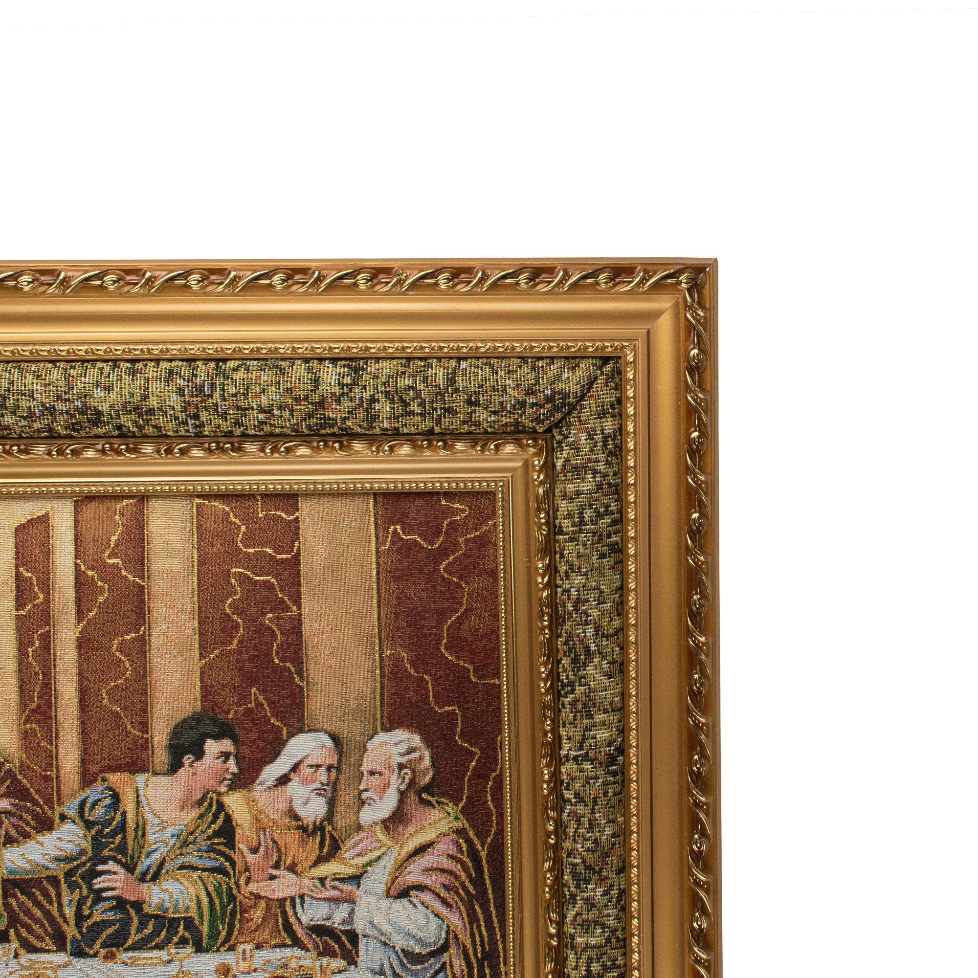 Mrcjsales: Last Supper Cloth Frame | Religious Icon on Woven Cloth | Elegant Double Frame | Perfect Gift for Special Occasions | Ready to Hang Art