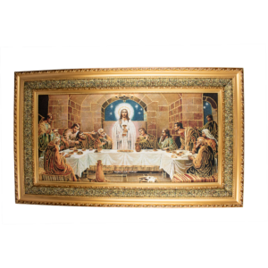 Mrcjsales: Last Supper Cloth Frame | Religious Icon on Woven Cloth | Elegant Double Frame | Perfect Gift for Special Occasions | Ready to Hang Art