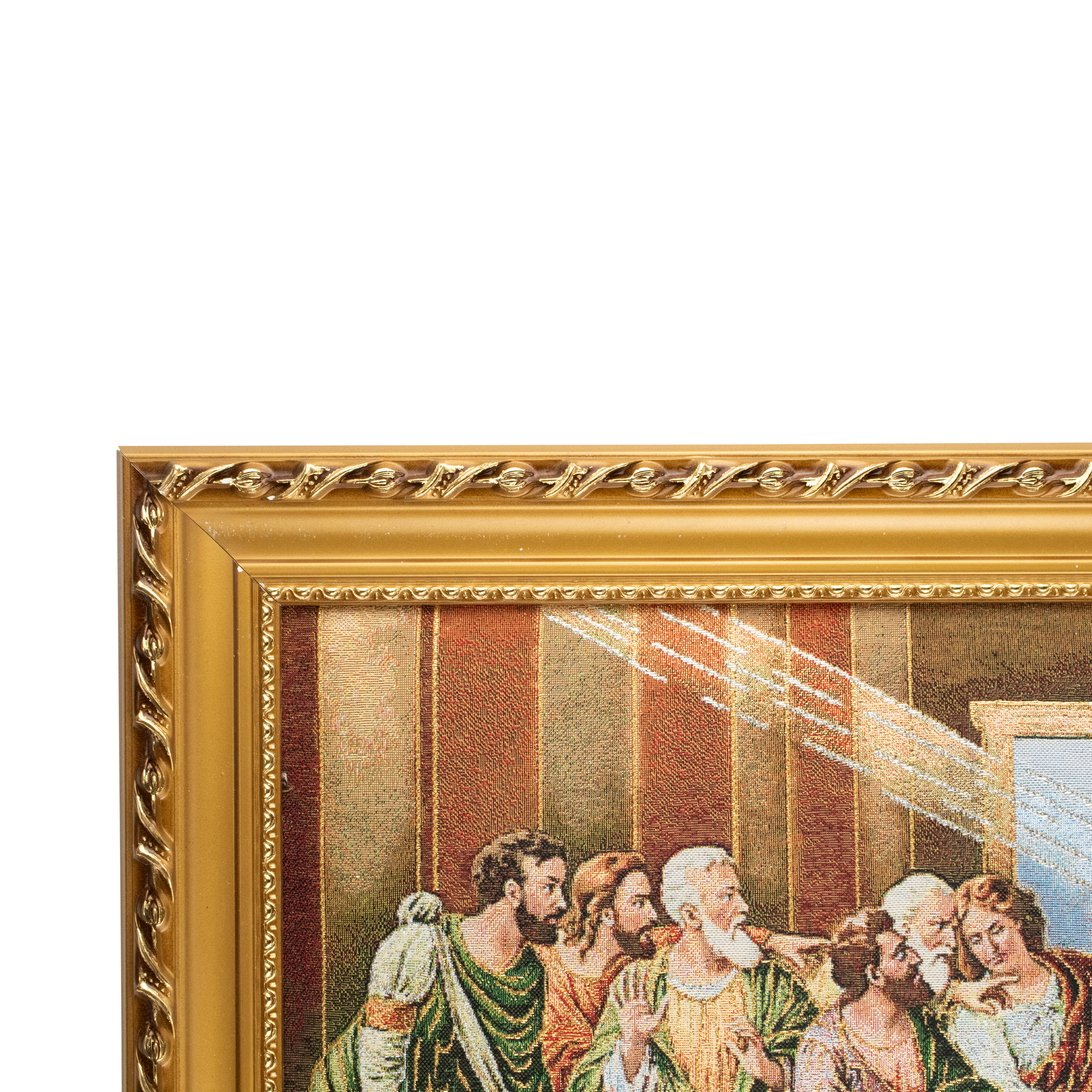 Mrcjsales: Last Supper Cloth Frame | Religious Icon on Woven Cloth | Elegant Double Frame | Perfect Gift for Special Occasions | Ready to Hang Art