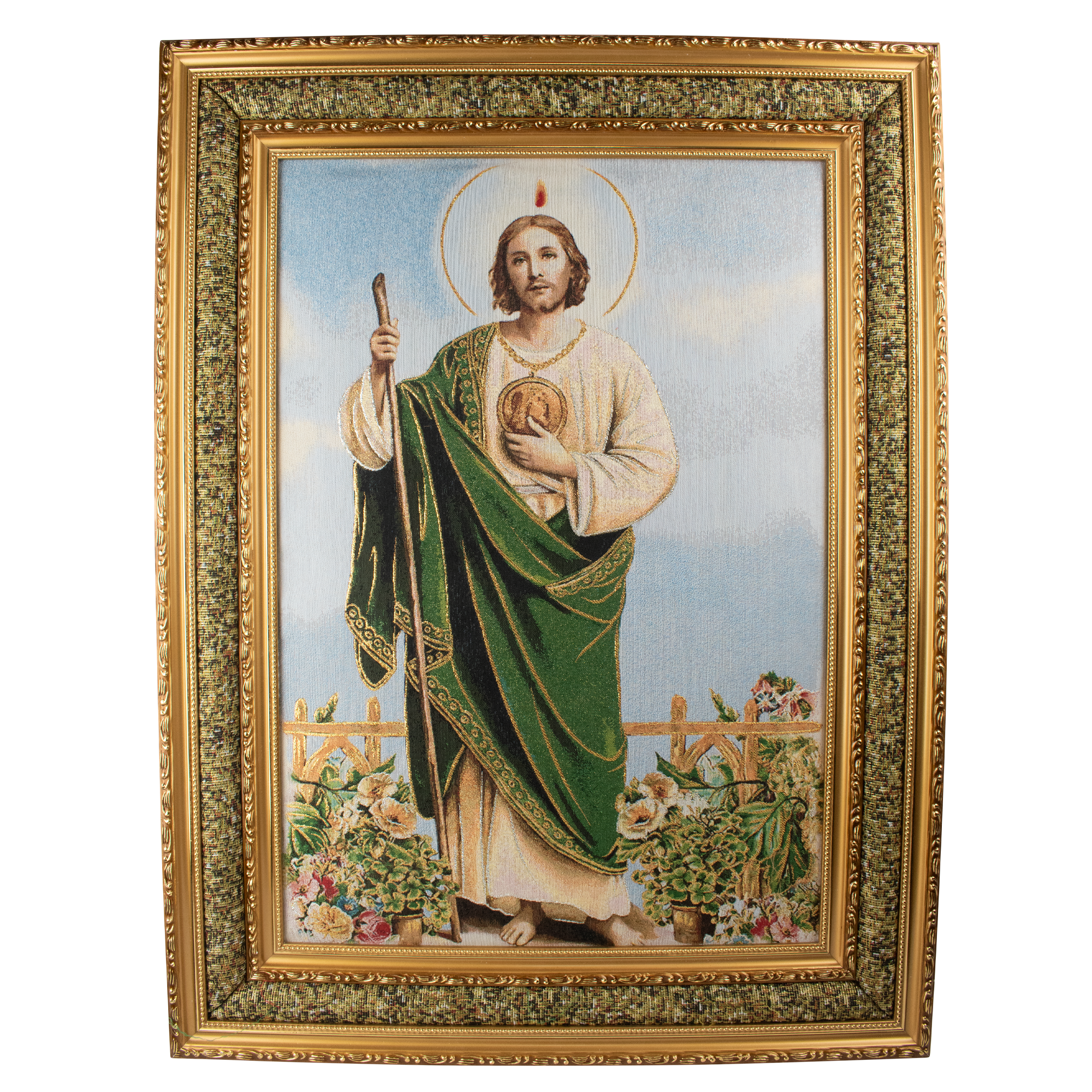 Mrcjsales: St. Judas | Cloth Frame | Elegant Double Frame | Religious Home Decor | Gift for Loved Ones | Spanish Name: San Judas