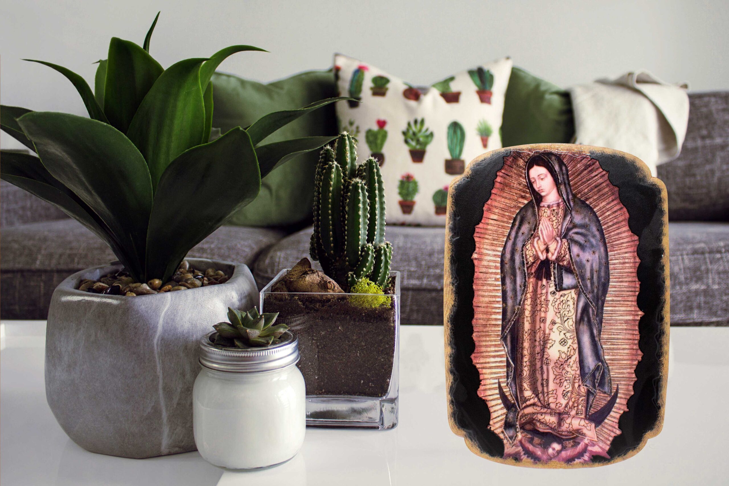 Mrcjsales: Our Lady of Guadalupe Plaque | Pregamino | Resin Craftsmanship | Unique Cultural Symbol