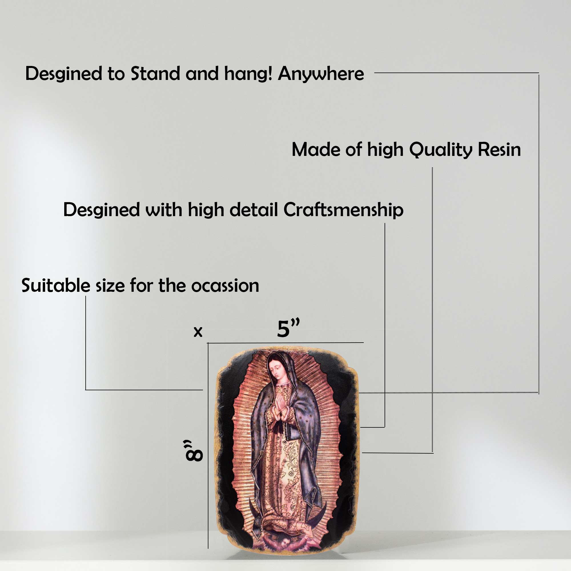 Mrcjsales: Our Lady of Guadalupe Plaque | Pregamino | Resin Craftsmanship | Unique Cultural Symbol