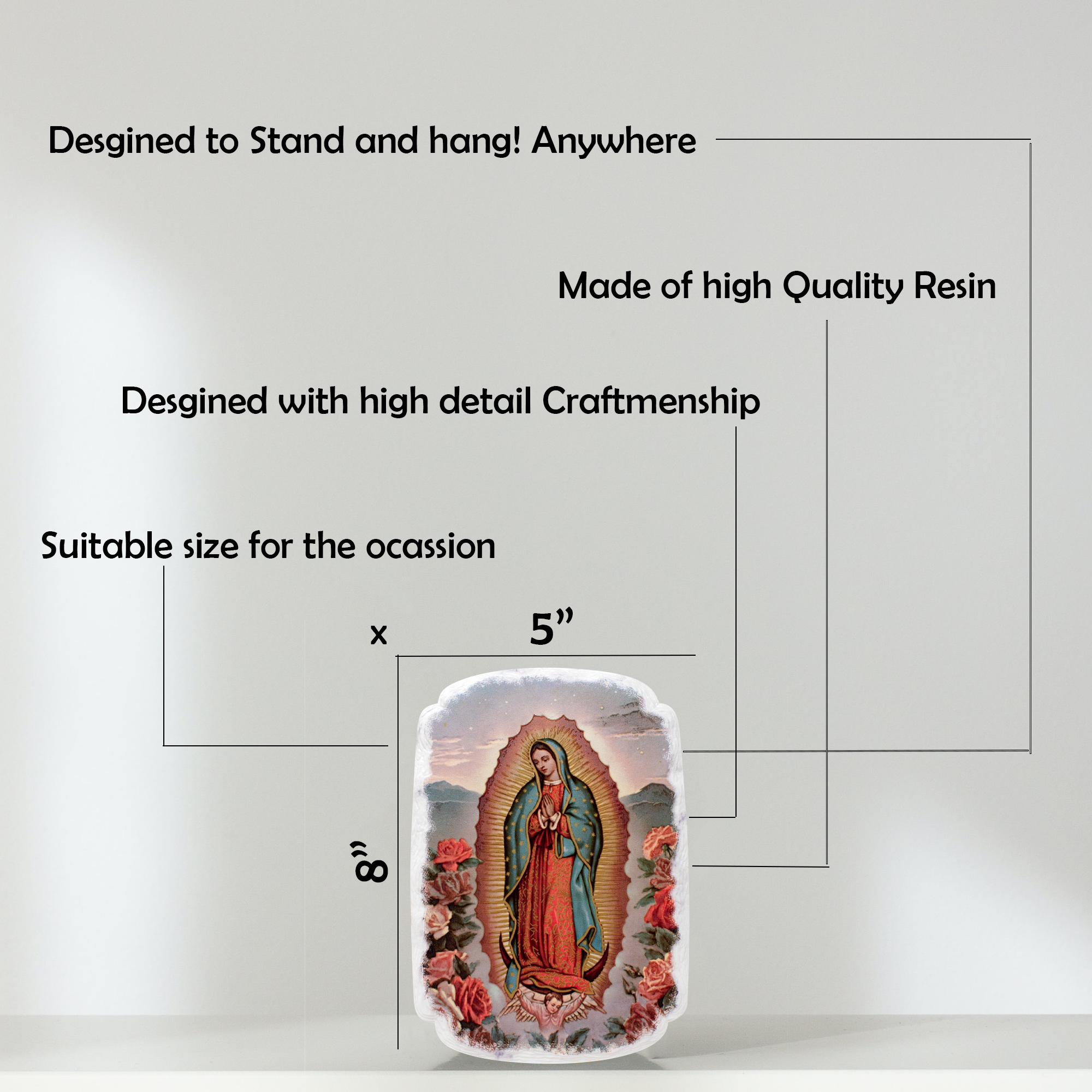 Mrcjsales: Our Lady of Guadalupe Flowers Plaque | Spiritual Devotion | Resin Craft | Timeless Gift | Unique Decor | Virgin Mary Art