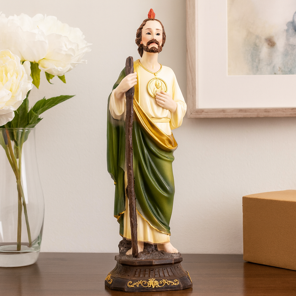 St. Jude Vintage Resin Statue – San Judas Tadeo Catholic Figurine