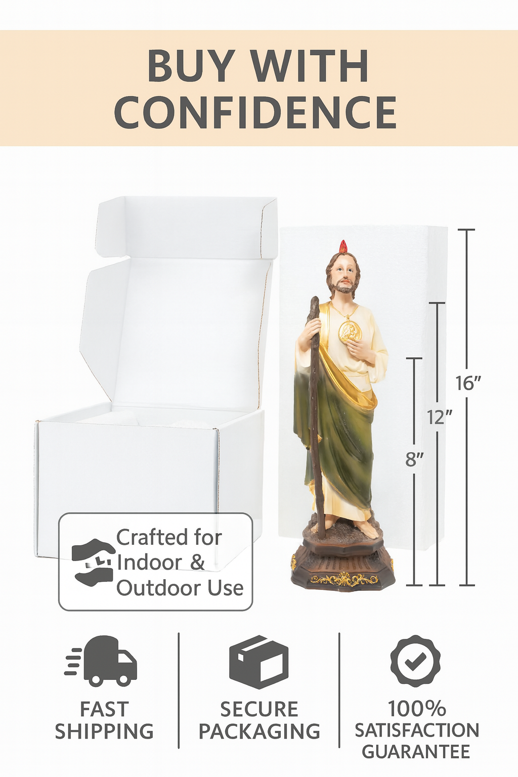 St. Jude Vintage Resin Statue – San Judas Tadeo Catholic Figurine