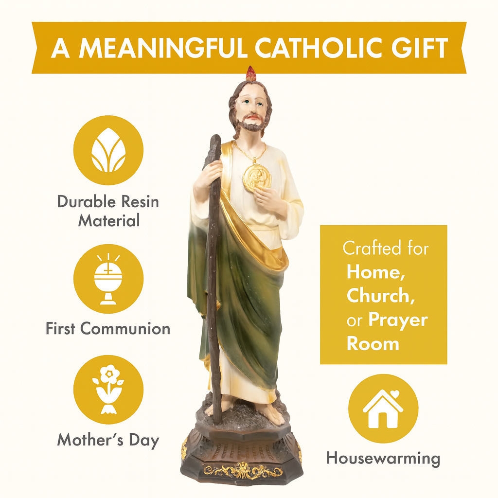 St. Jude Vintage Resin Statue – San Judas Tadeo Catholic Figurine