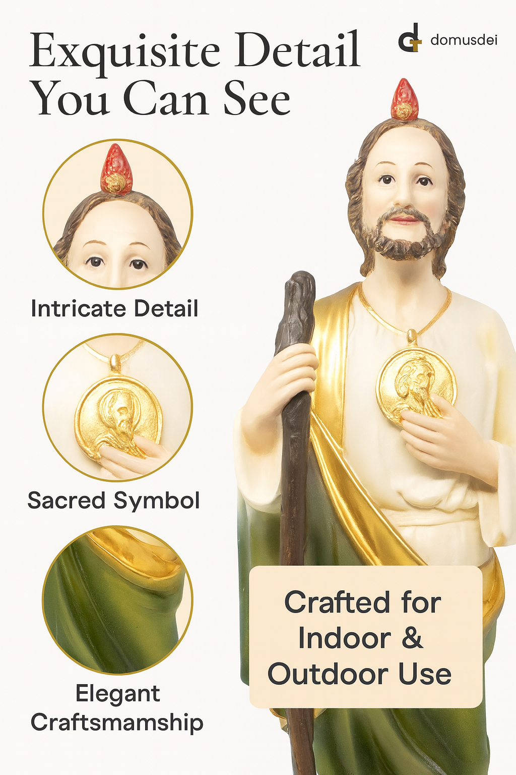 St. Jude Vintage Resin Statue – San Judas Tadeo Catholic Figurine