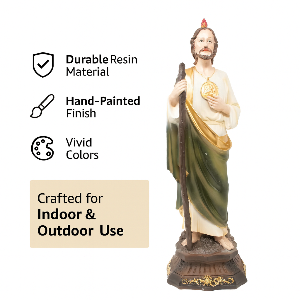 St. Jude Vintage Resin Statue – San Judas Tadeo Catholic Figurine