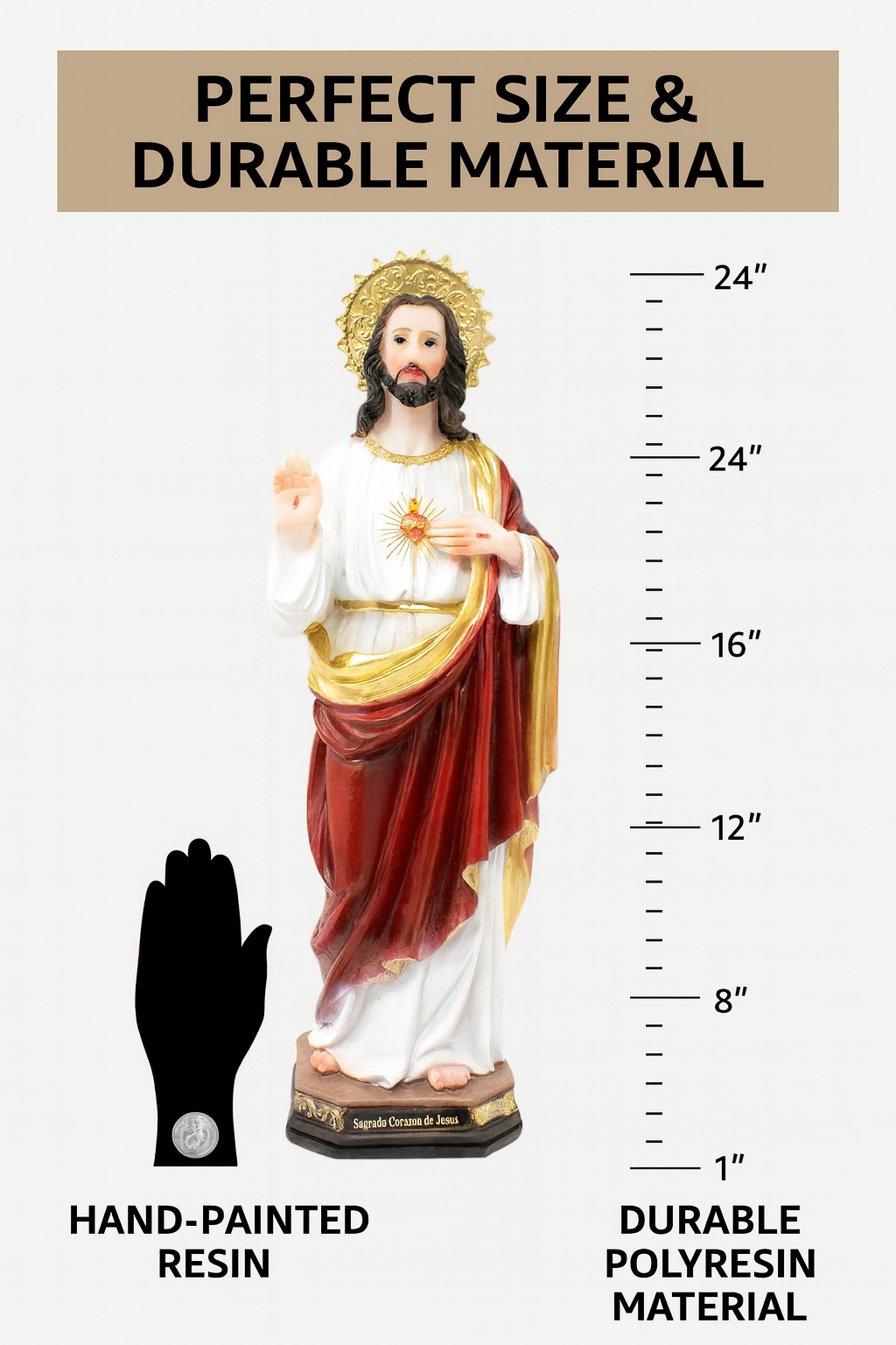 Sacred Heart of Jesus Resin Statue – Sagrado Corazón de Jesús
