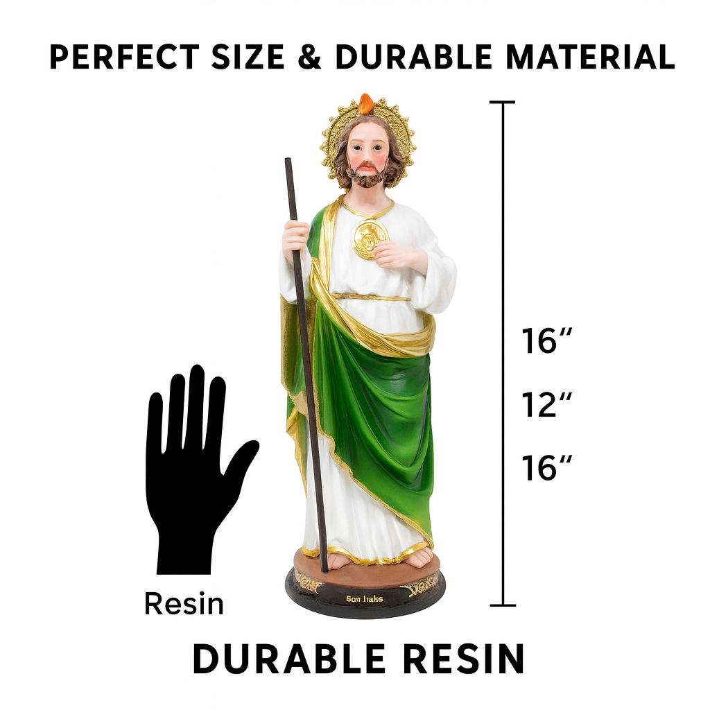 Saint Jude Resin Statue – San Judas Tadeo Catholic Figurine 8–16