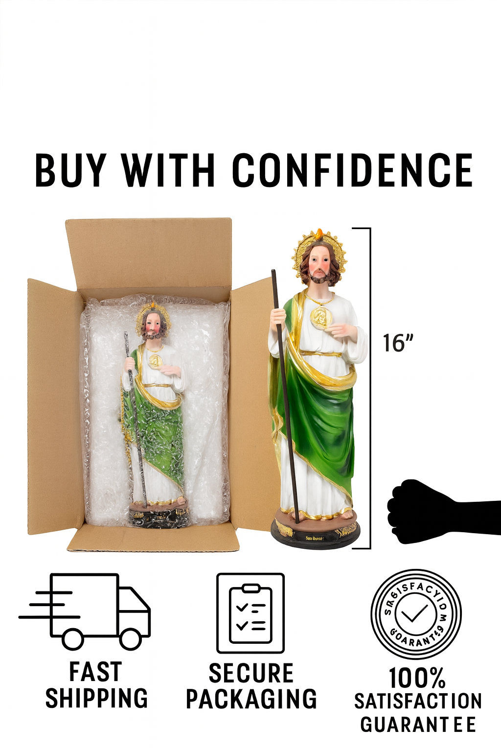 Saint Jude Resin Statue – San Judas Tadeo Catholic Figurine 8–16