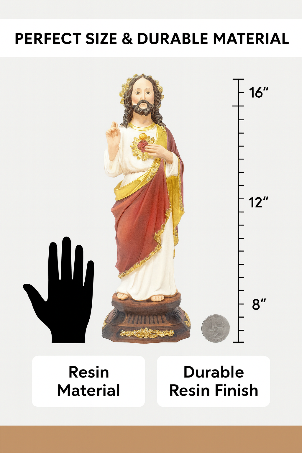 Sacred Heart of Jesus Resin Statue – Sagrado Corazón Catholic Figurine