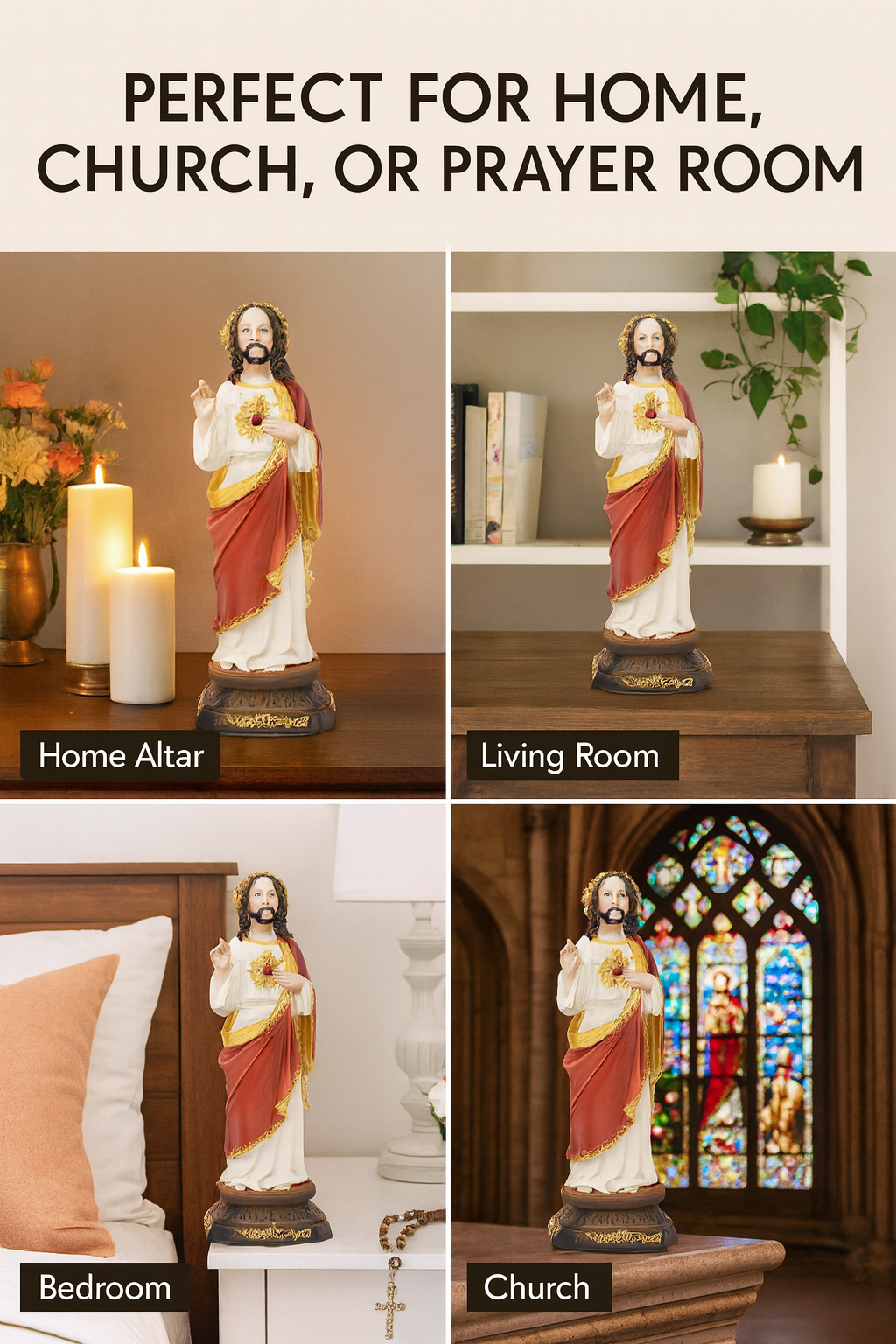 Sacred Heart of Jesus Resin Statue – Sagrado Corazón Catholic Figurine