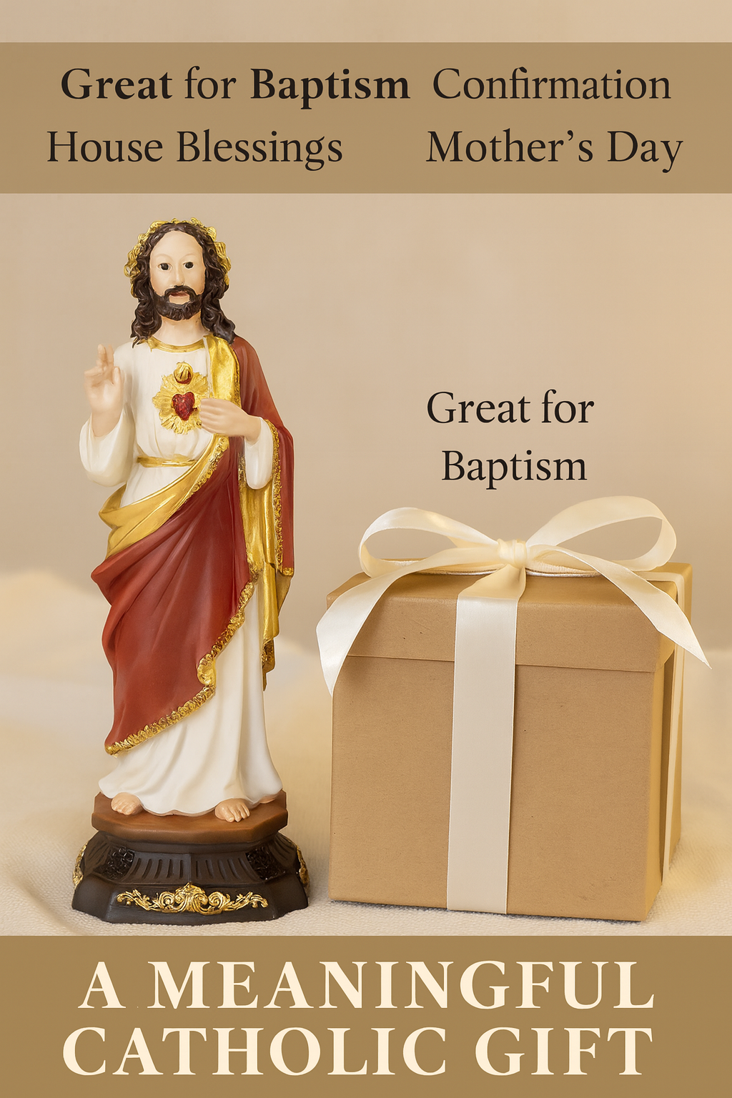 Sacred Heart of Jesus Resin Statue – Sagrado Corazón Catholic Figurine