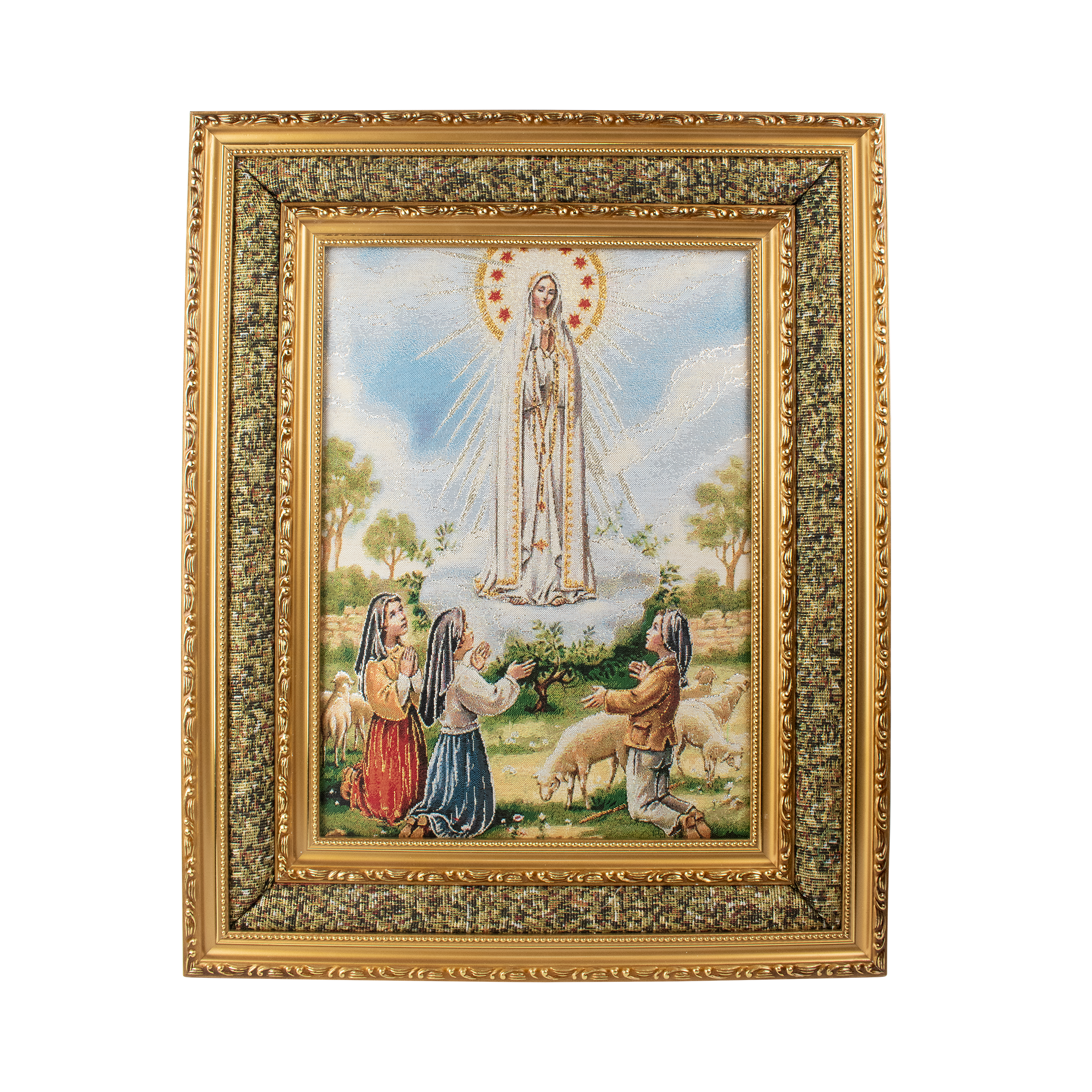 Mrcjsales: Our Lady of Fatima Cloth Frame | Elegant Double Frame | Religious Home Decor | Gift for Loved Ones | Spanish Name: Virgen de Fatima