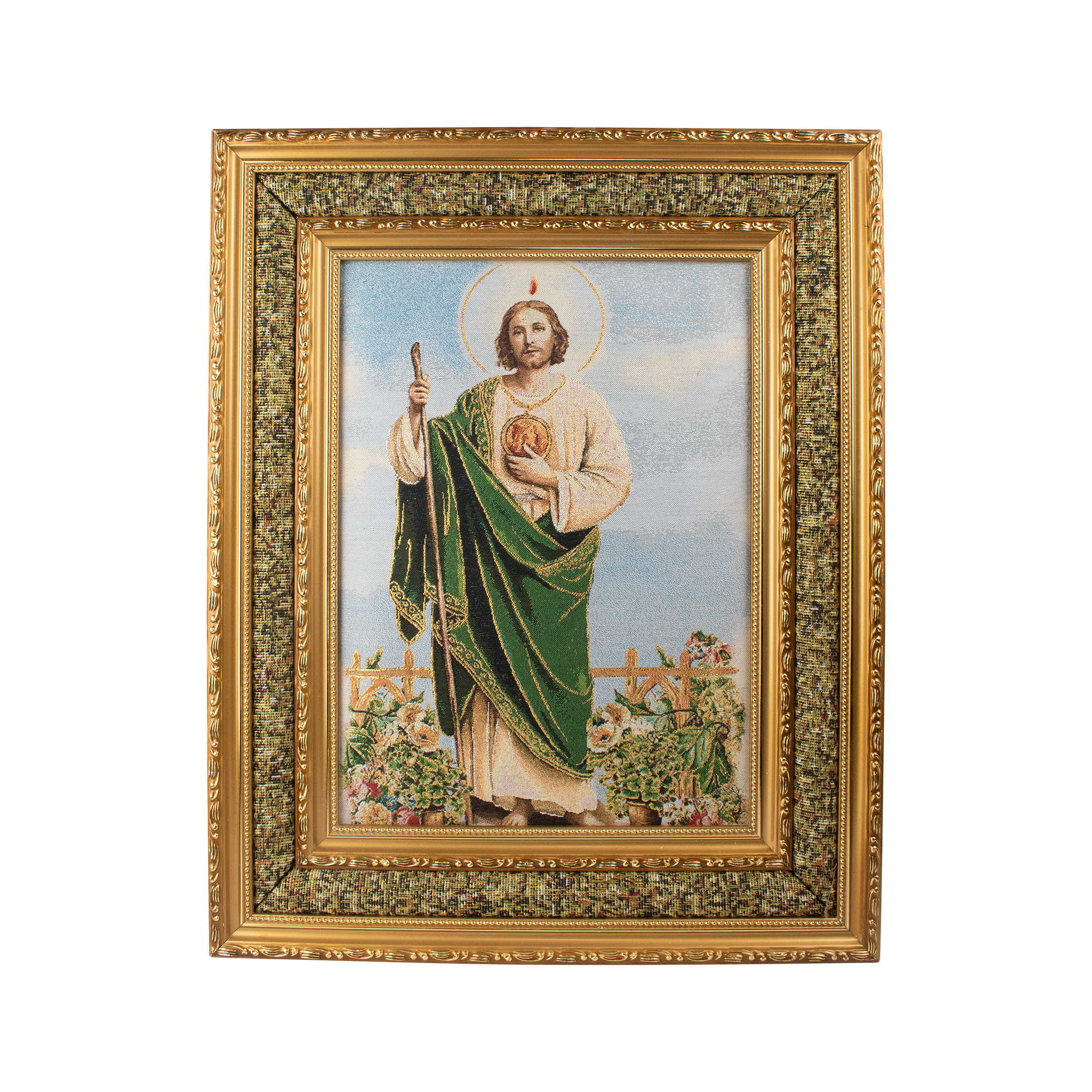 Mrcjsales: St. Judas | Cloth Frame | Elegant Double Frame | Religious Home Decor | Gift for Loved Ones | Spanish Name: San Judas