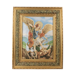 Mrcjsales: St. Michael Cloth Frame | Elegant Golden Double Frame | Religious Home Decor | Spanish Name: San Miguel | Gift for Loved Ones