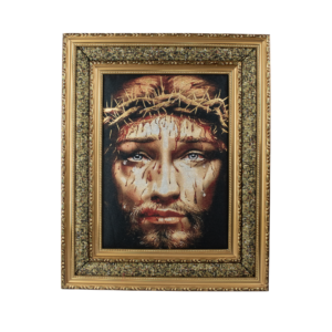 Mrcjsales: Face of Jesus Cloth Frame | Golden Double Frame | Religious Home Decor | Spanish Name: Cristo Rostro | Gift for Loved Ones