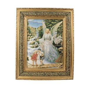 Mrcjsales: Guardian Angel Cloth Frame | Golden Double Frame | Religious Home Decor |Ángel de la Guarda | Elegant Wall Art