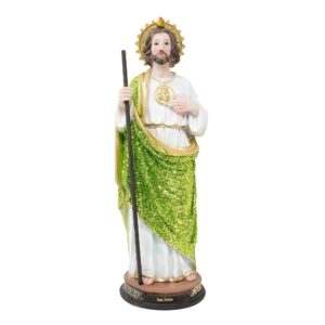 St. Jude Glitter Statue – San Judas Tadeo Resin Catholic Figurine