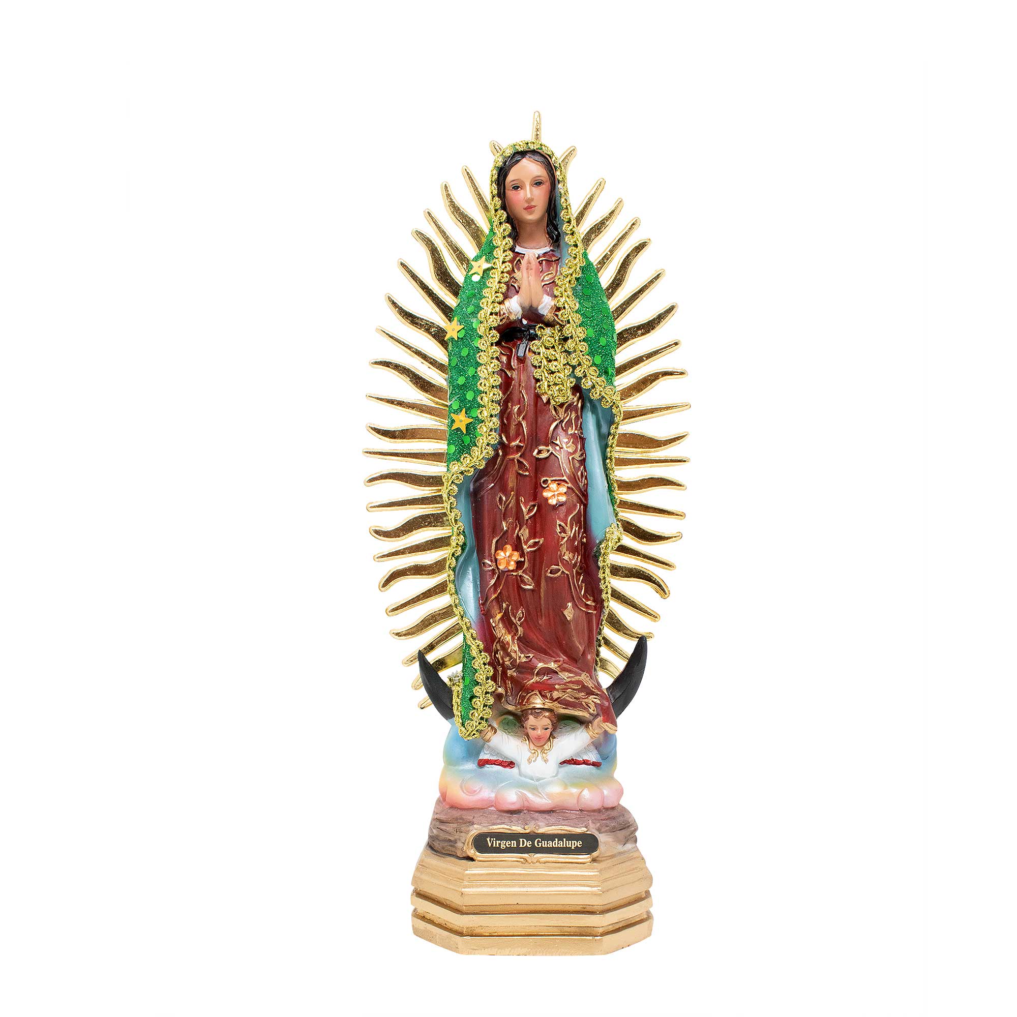 MrcjSales - Our Lady of Guadalupe Green Dress Statue - Multiple Sizes | Realistic Resin Material | Perfect for Home Decor | Iconic Symbol of Faith