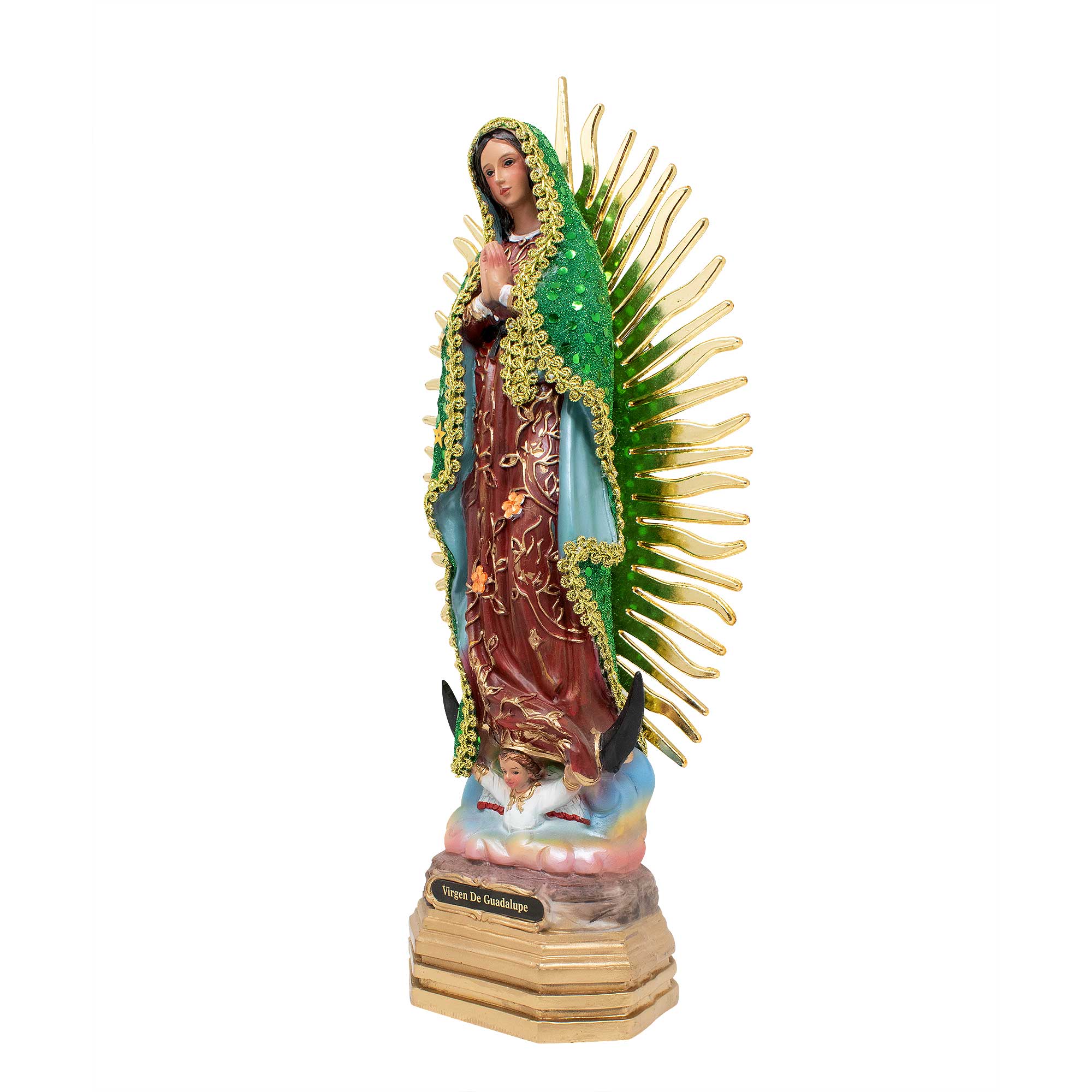 MrcjSales - Our Lady of Guadalupe Green Dress Statue - Multiple Sizes | Realistic Resin Material | Perfect for Home Decor | Iconic Symbol of Faith