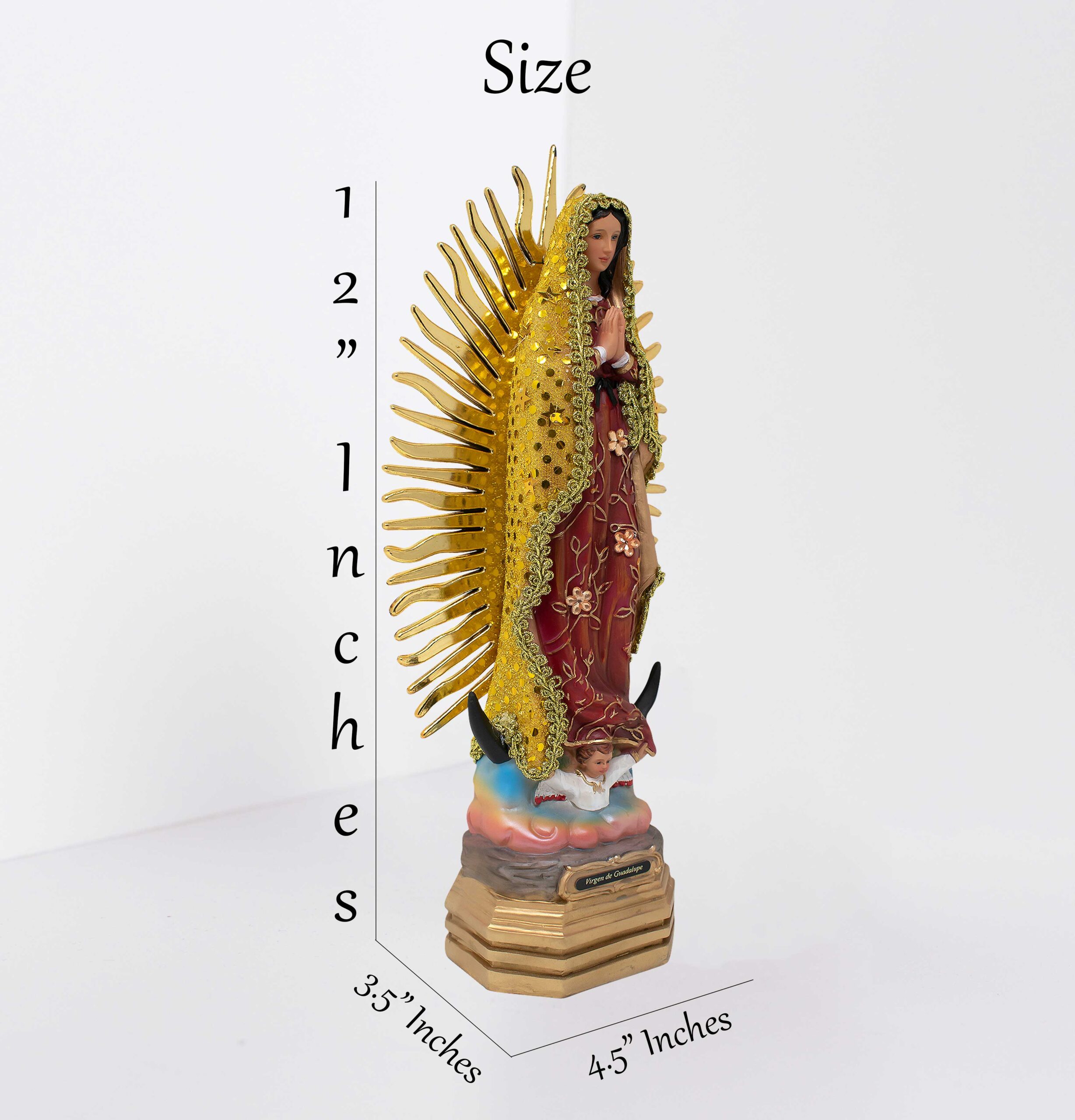 MrcjSales - Our Lady of Guadalupe Yellow Dress Statue | Resin Material | Multiple Sizes | Detailed Quality | Perfect for Home Decor, Gifts, and Celebrations