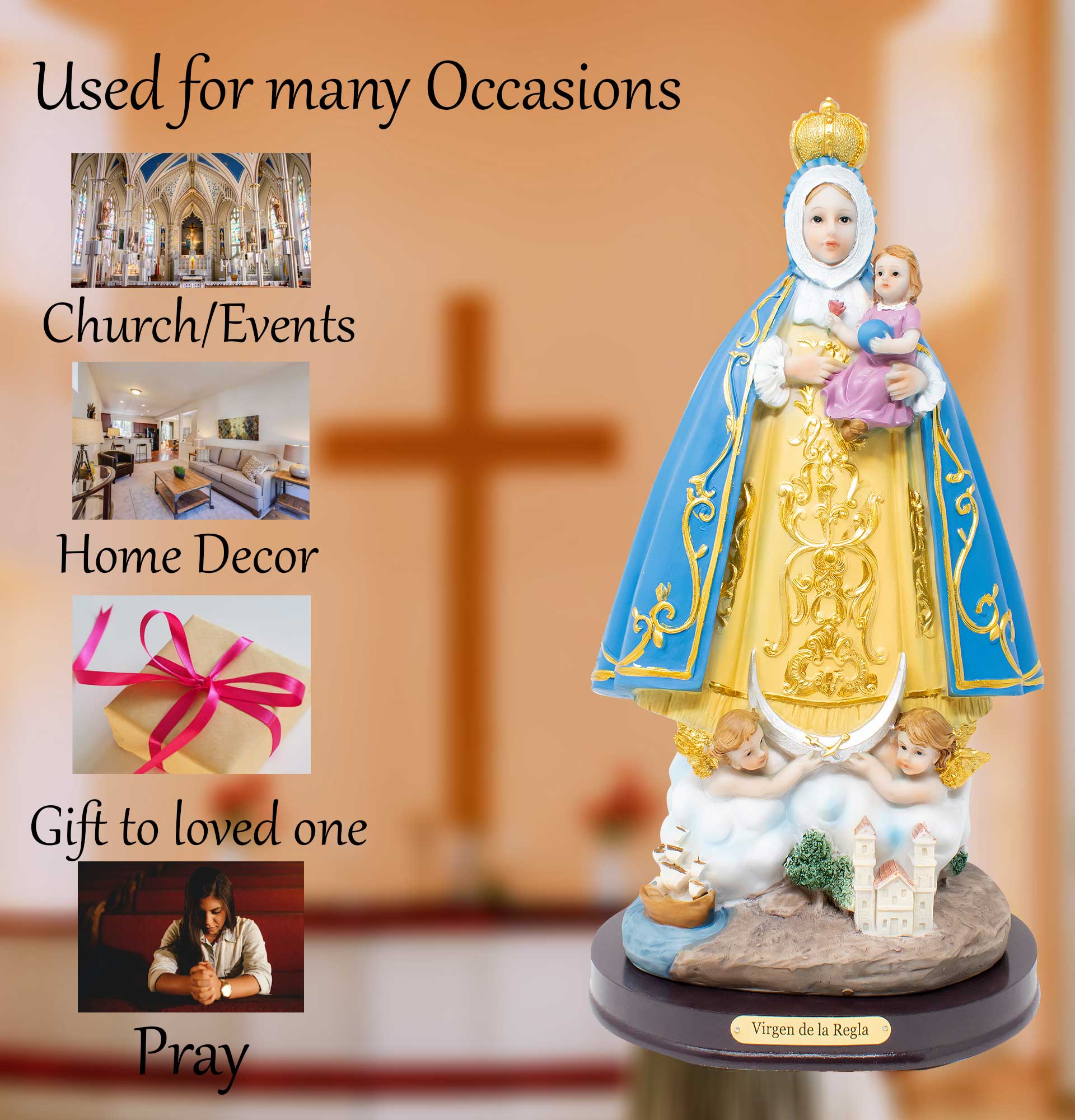 MrcjSales - Virgin of the Rule Statue | Resin Material | Multiple Sizes | Ideal for Home, Church, Celebrations | Religious Gift