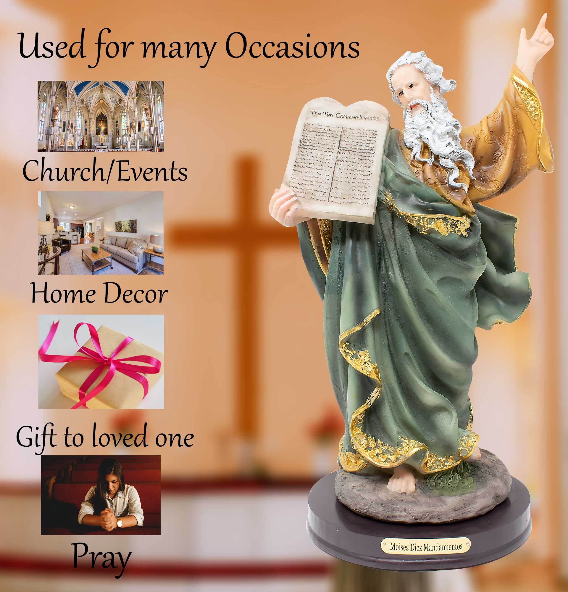 MrcjSales - Moses 10 Commandments Statue | Resin Material | Multiple Sizes| Perfect for Church, Home Decor, Gifts | Inspire Faith and Reverence