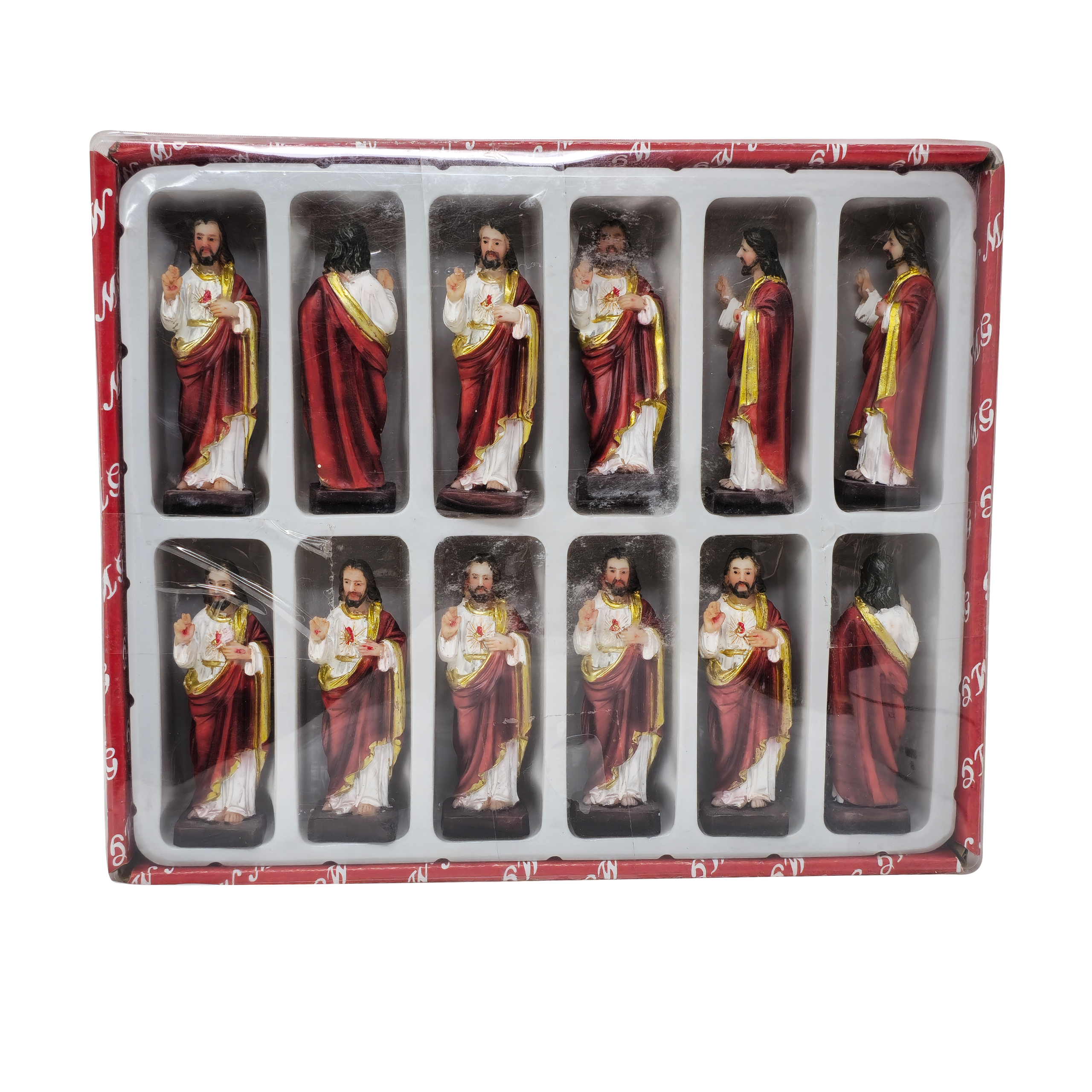 MrcjSales - Sacred Heart of Jesus 12 pcs Packet - Realistic Resin Statue | Perfect for Gifts, Church, Home Decor | Spanish Name Engraved | Durable Material